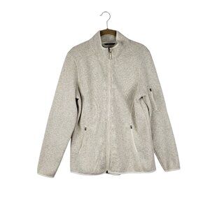 LL Bean Sweater Fleece Full-Zip Jacket Oatmeal Natural Womens Size Large